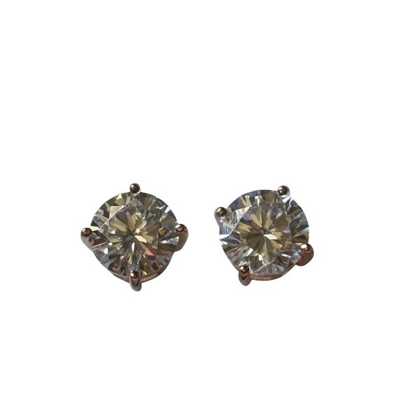 925 SS Rose Gold Moissanite Stud Earrings 10MM PP 8.00 CT VVSD Color - Picture 3 of 6